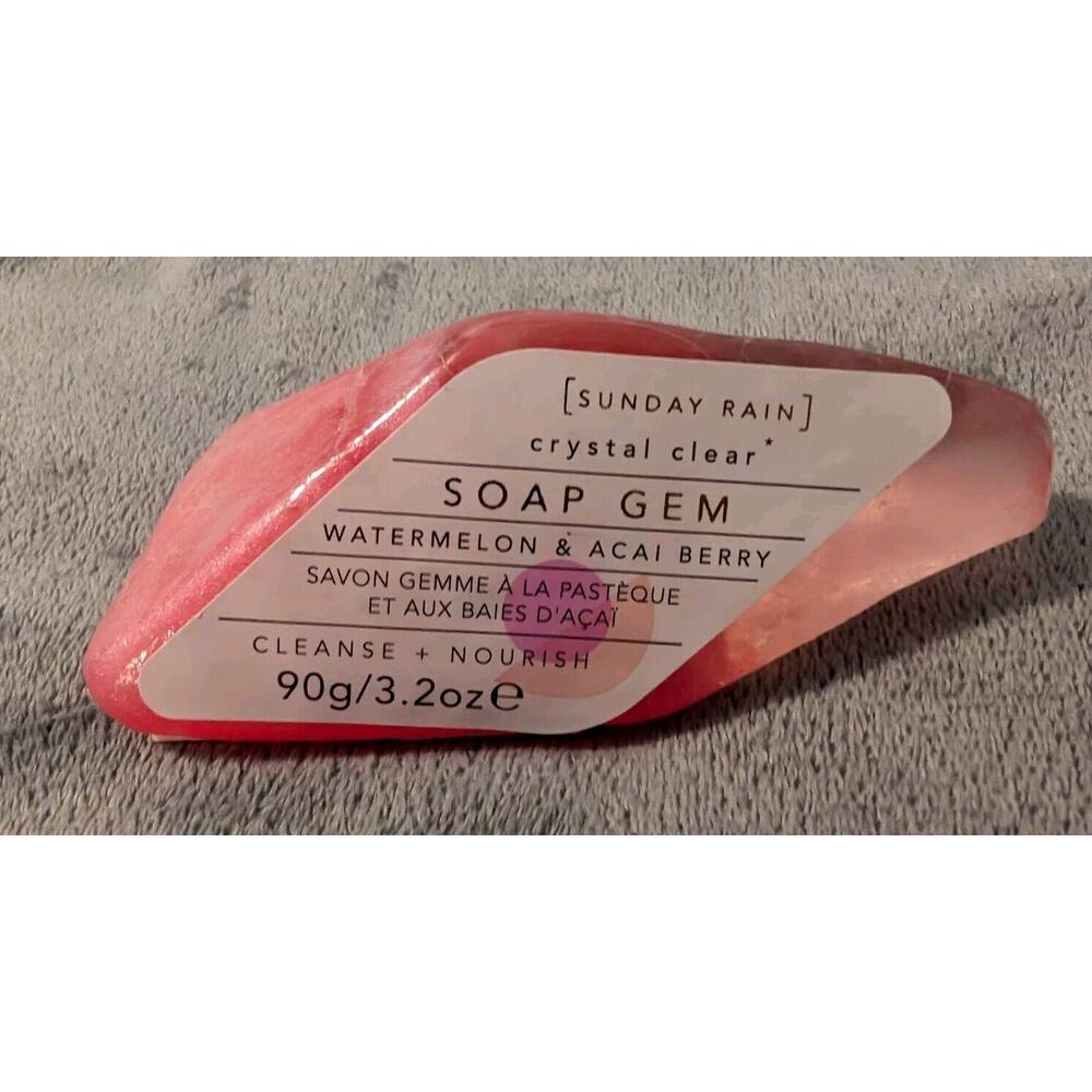 Sunday Rain Crystal Clear Soap Gem Watermelon Acai Berry 3.2 Oz. New